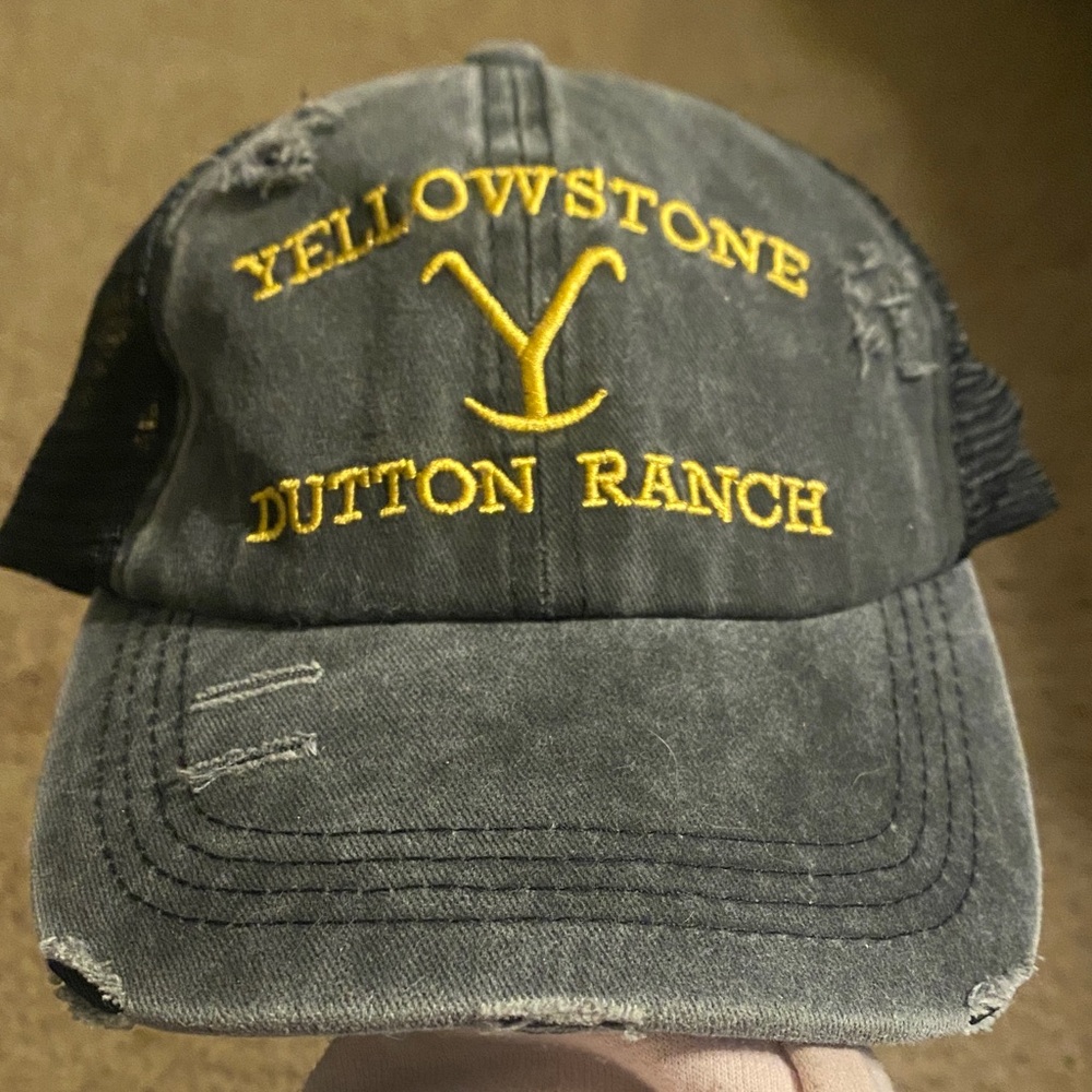 Yellowstone Dutton Ranch Distressed Black Cap
